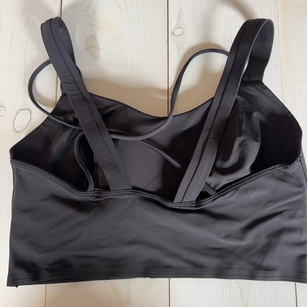 Lululemon Sports Bra Womens Large Black Crossback Longline Stretch Logo Yoga - Picture 4 of 7